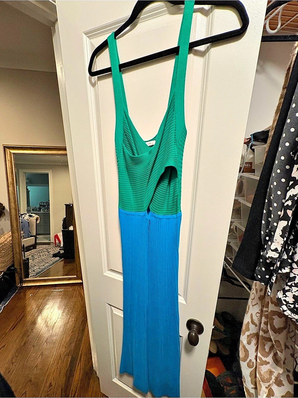 Blue Green Cult Gaia Block Knit Maxi Dress Size Medium